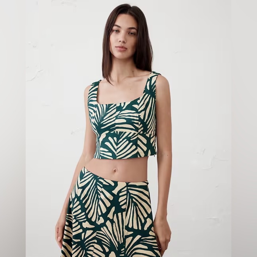 NWT Banana Republic Linen-Blend Square-Neck Bustier Top